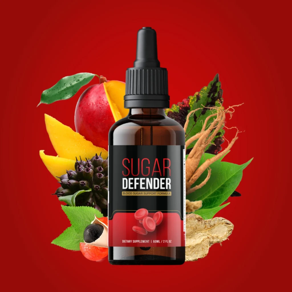 Home 10 Bottle of Sugar Defender Drops with text overlay showing 5 dangerous truths