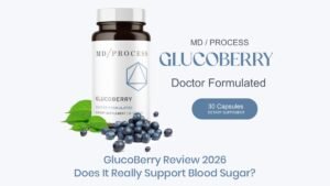 Home 55 GlucoBerry Reviews 2026 supplement bottle for blood sugar support