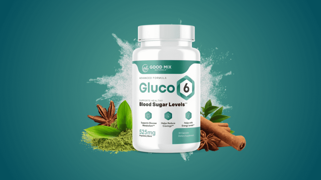 Gluco6 supplement label showing blood sugar support ingredients