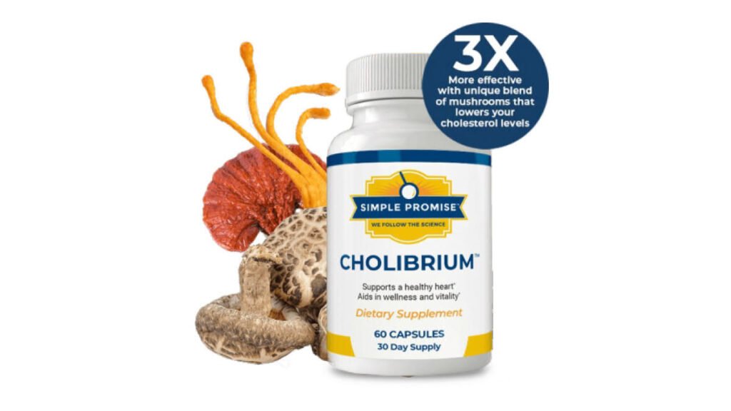 Cholibrium bottle — 10-mushroom heart health and cholesterol support supplement